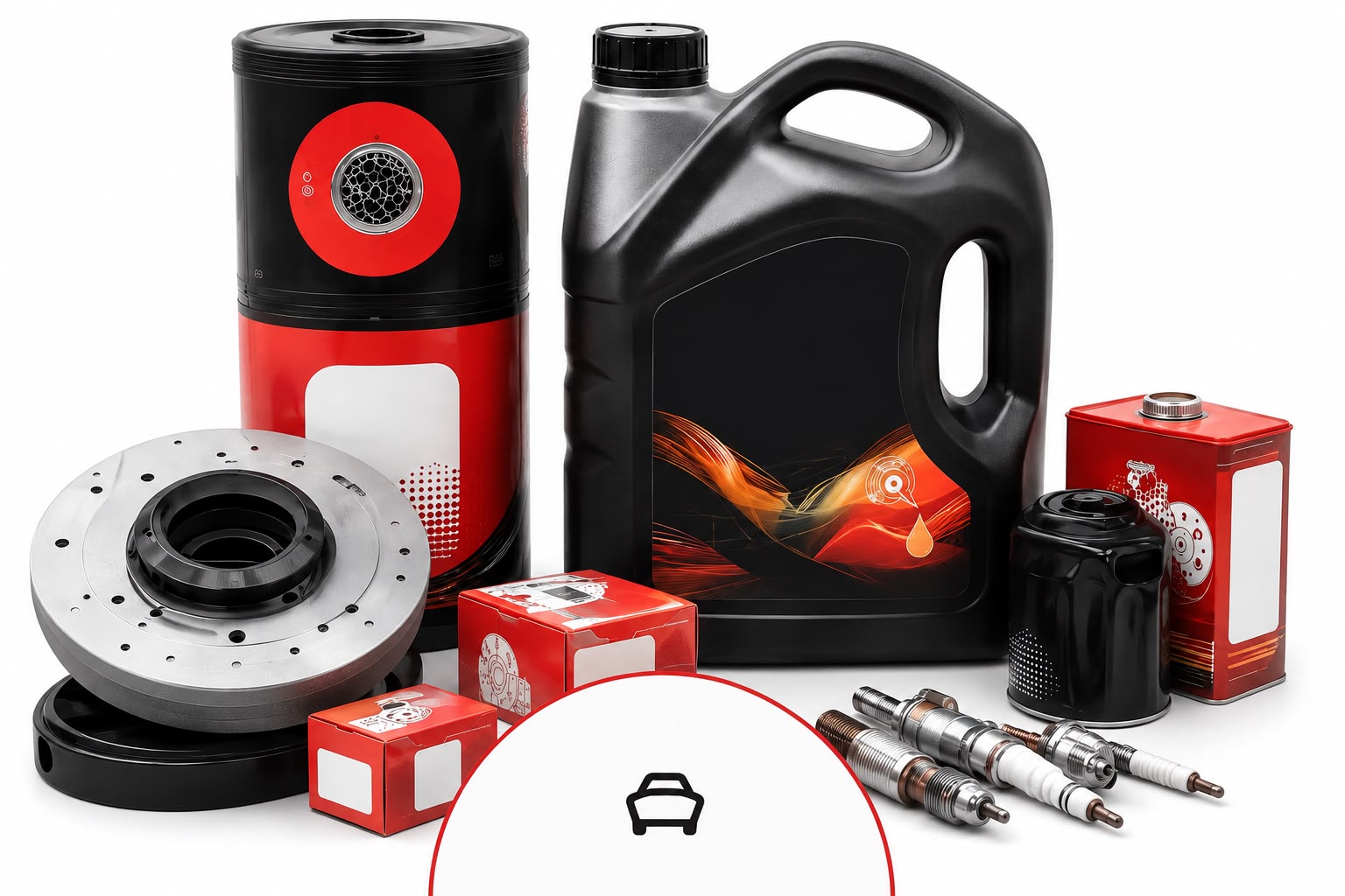 Genuine spare parts — brake disc, oil, filters and spark plugs